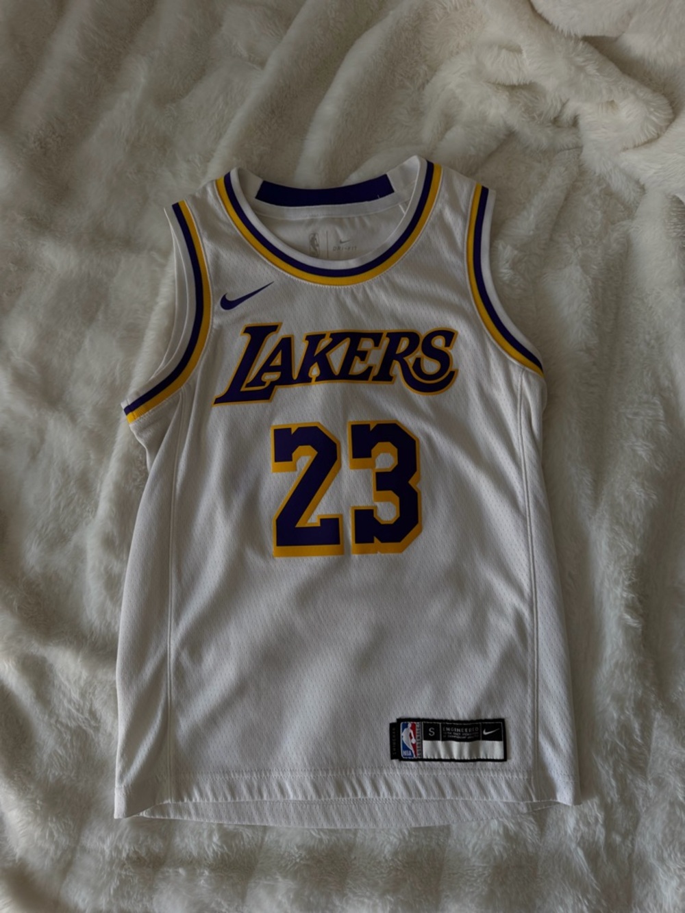 Nike White Lakers Jersey with Purple and Gold Trim